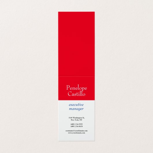 Carte De Visite Professionnel Moderne Simple Bleu Rouge Blanc (Extérieur déplié)