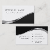 Carte De Visite Professionnel Moderne Simple Clair Noir et Argent (Devant / Derrière)