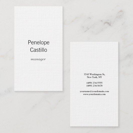 Carte De Visite Professionnel Moderne Simple Design élégant Linge  (Devant / Derrière)