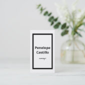 Carte De Visite Professionnel Moderne Simple Design Noir & Blanc (Debout devant)