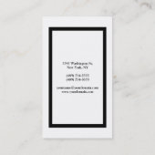 Carte De Visite Professionnel Moderne Simple Design Noir & Blanc (Dos)