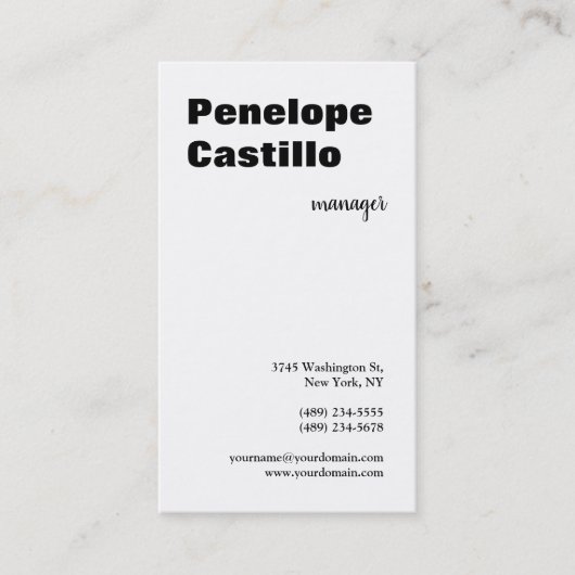 Carte De Visite Professionnel Moderne Simple Design Noir & Blanc (Devant)