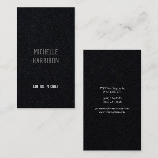 Carte De Visite Professionnel Moderne Simple Design noir gris (Devant / Derrière)