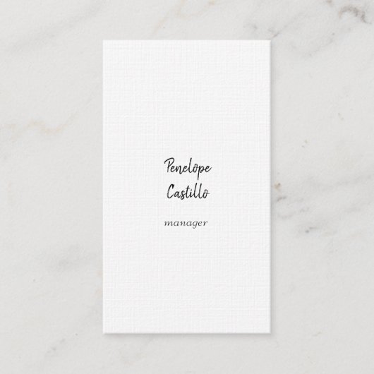 Carte De Visite Professionnel Moderne Simple Élégant Lin Premium (Devant)