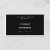 Carte De Visite Professionnel Moderne Simple Élégant Noir & Blanc (Dos)