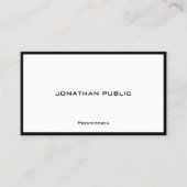 Carte De Visite Professionnel Moderne Simple Élégant Noir & Blanc (Devant)