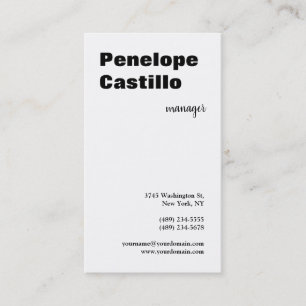 Carte De Visite Professionnel Moderne Simple Élégant Noir & Blanc