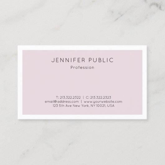 Carte De Visite Professionnel Moderne Simple Élégant Purple Plain (Devant)