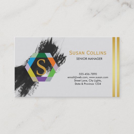 Carte De Visite Professionnel Moderne Simple Logo simple Hexagon (Devant)