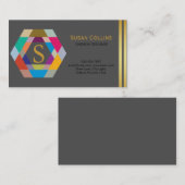 Carte De Visite Professionnel Moderne Simple Logo simple Hexagon (Devant / Derrière)