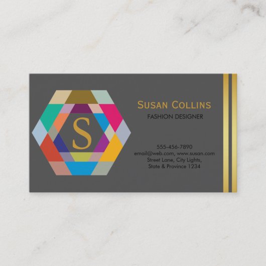 Carte De Visite Professionnel Moderne Simple Logo simple Hexagon (Devant)