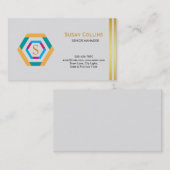 Carte De Visite Professionnel Moderne Simple Logo simple Hexagon (Devant / Derrière)