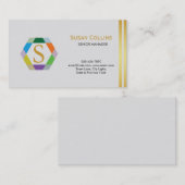 Carte De Visite Professionnel Moderne Simple Logo simple Hexagon (Devant / Derrière)
