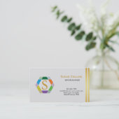 Carte De Visite Professionnel Moderne Simple Logo simple Hexagon (Debout devant)