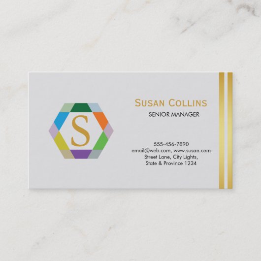 Carte De Visite Professionnel Moderne Simple Logo simple Hexagon (Devant)