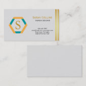 Carte De Visite Professionnel Moderne Simple Logo simple Hexagon (Devant / Derrière)