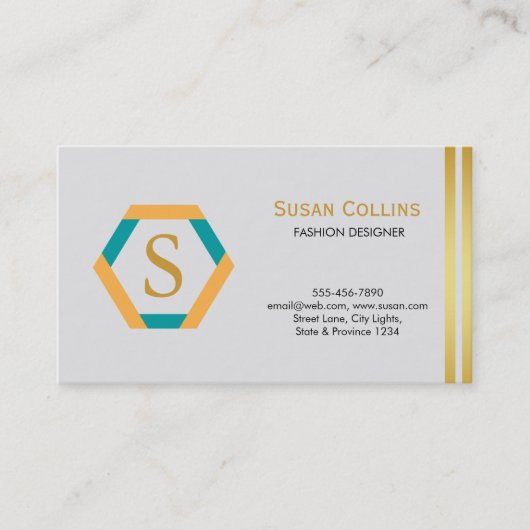 Carte De Visite Professionnel Moderne Simple Logo simple Hexagon (Devant)