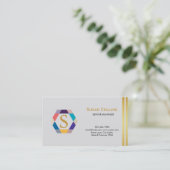 Carte De Visite Professionnel Moderne Simple Logo simple Hexagon (Debout devant)