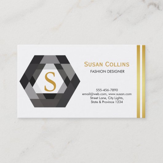 Carte De Visite Professionnel Moderne Simple Logo simple Hexagon (Devant)