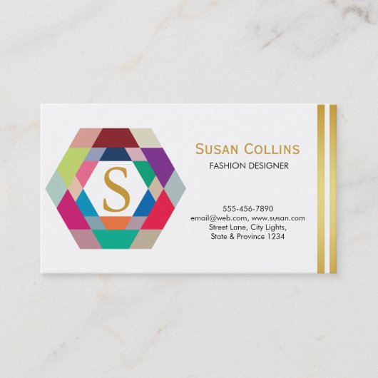 Carte De Visite Professionnel Moderne Simple Logo simple Hexagon (Devant)