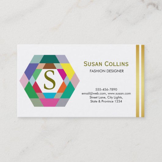 Carte De Visite Professionnel Moderne Simple Logo simple Hexagon (Devant)