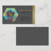 Carte De Visite Professionnel Moderne Simple Logo simple Hexagon (Devant / Derrière)
