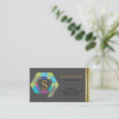 Carte De Visite Professionnel Moderne Simple Logo simple Hexagon (Debout devant)