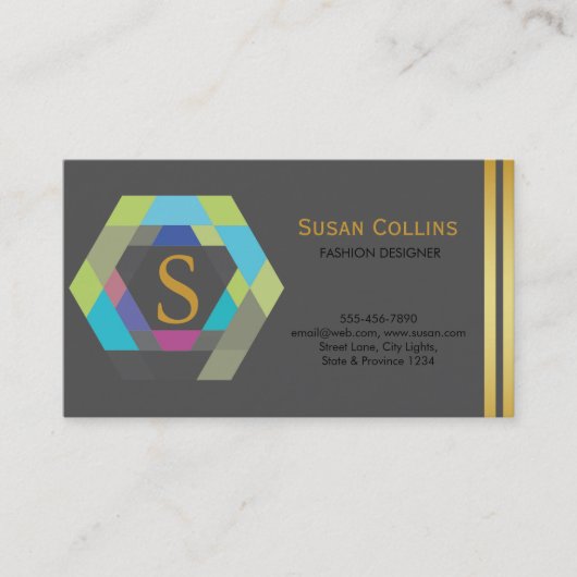 Carte De Visite Professionnel Moderne Simple Logo simple Hexagon (Devant)