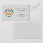 Carte De Visite Professionnel Moderne Simple Logo simple Hexagon (Devant / Derrière)