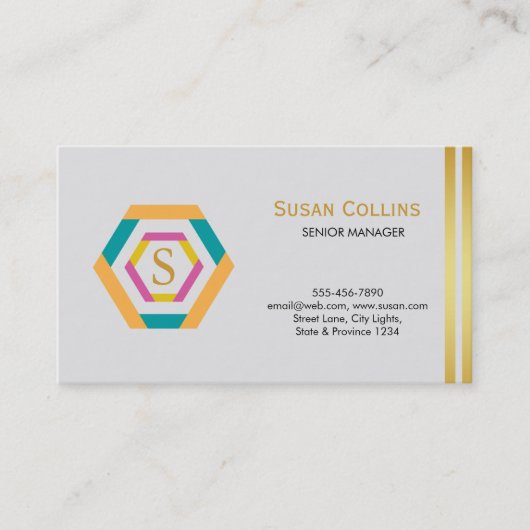 Carte De Visite Professionnel Moderne Simple Logo simple Hexagon (Devant)