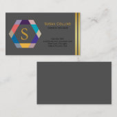 Carte De Visite Professionnel Moderne Simple Logo simple Hexagon (Devant / Derrière)