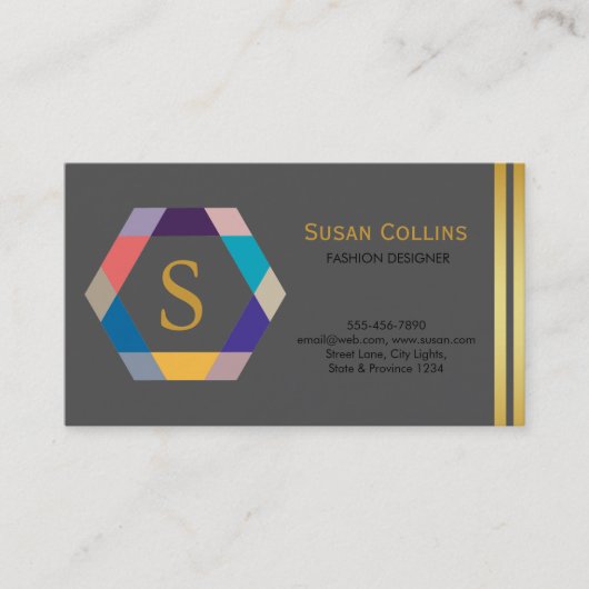 Carte De Visite Professionnel Moderne Simple Logo simple Hexagon (Devant)