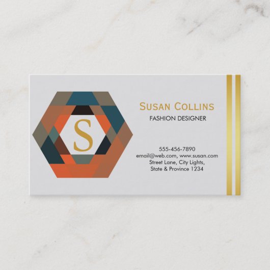 Carte De Visite Professionnel Moderne Simple Logo simple Hexagon (Devant)