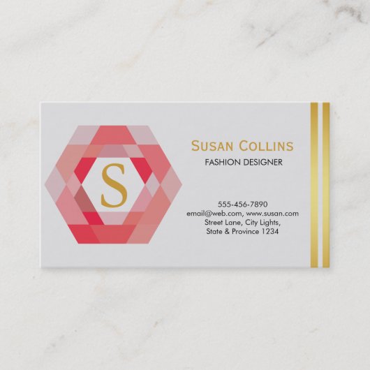 Carte De Visite Professionnel Moderne Simple Logo simple Hexagon (Devant)
