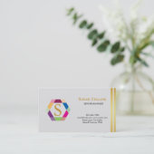 Carte De Visite Professionnel Moderne Simple Logo simple Hexagon (Debout devant)