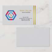 Carte De Visite Professionnel Moderne Simple Logo simple Hexagon (Devant / Derrière)