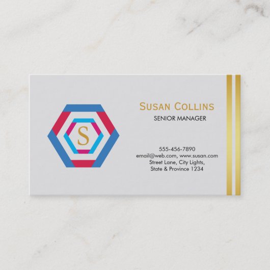 Carte De Visite Professionnel Moderne Simple Logo simple Hexagon (Devant)