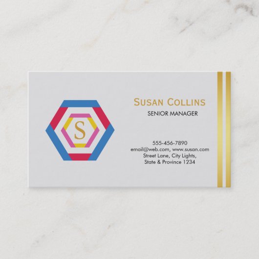 Carte De Visite Professionnel Moderne Simple Logo simple Hexagon (Devant)