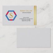 Carte De Visite Professionnel Moderne Simple Logo simple Hexagon (Devant / Derrière)