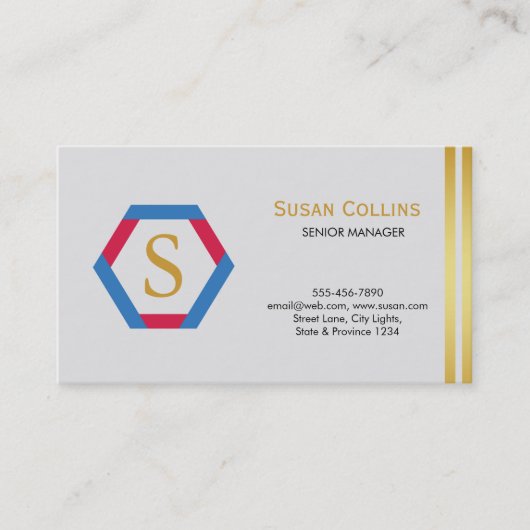 Carte De Visite Professionnel Moderne Simple Logo simple Hexagon (Devant)
