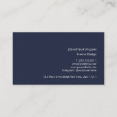Carte De Visite Professionnel Moderne Simple Marine Bleu Minimalis (Dos)