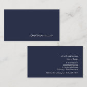 Carte De Visite Professionnel Moderne Simple Marine Bleu Minimalis (Devant / Derrière)