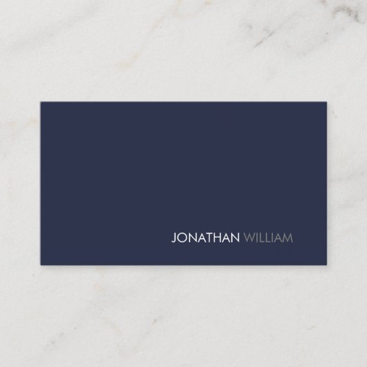 Carte De Visite Professionnel Moderne Simple Marine Bleu Minimalis (Devant)