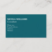 Carte De Visite Professionnel Moderne Simple Minimaliste Turquoise (Dos)