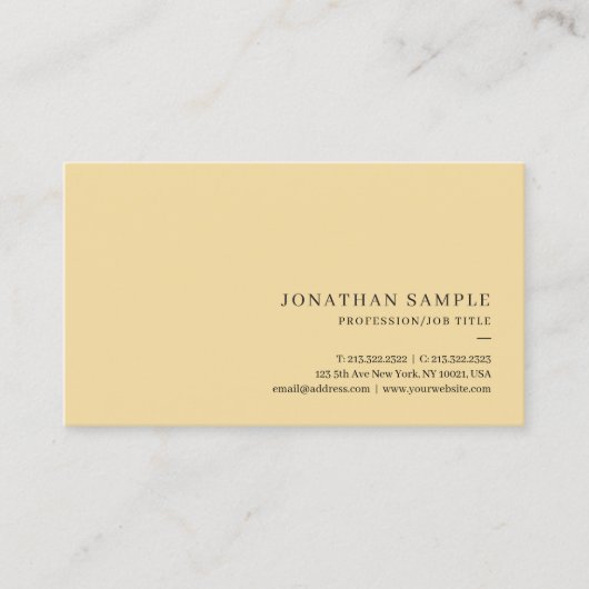 Carte De Visite Professionnel Moderne Simple Modèle Élégant Or (Devant)