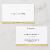 Carte De Visite Professionnel Moderne Simple Modèle Élégant Or (Devant / Derrière)