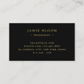 Carte De Visite Professionnel Moderne Simple Monogramme Noir Or (Dos)