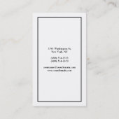 Carte De Visite Professionnel Moderne Simple Noir & Blanc (Dos)