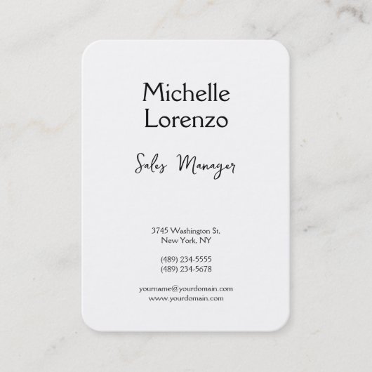 Carte De Visite Professionnel Moderne Simple Noir & Blanc (Devant)