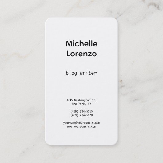 Carte De Visite Professionnel Moderne Simple Noir & Blanc (Devant)